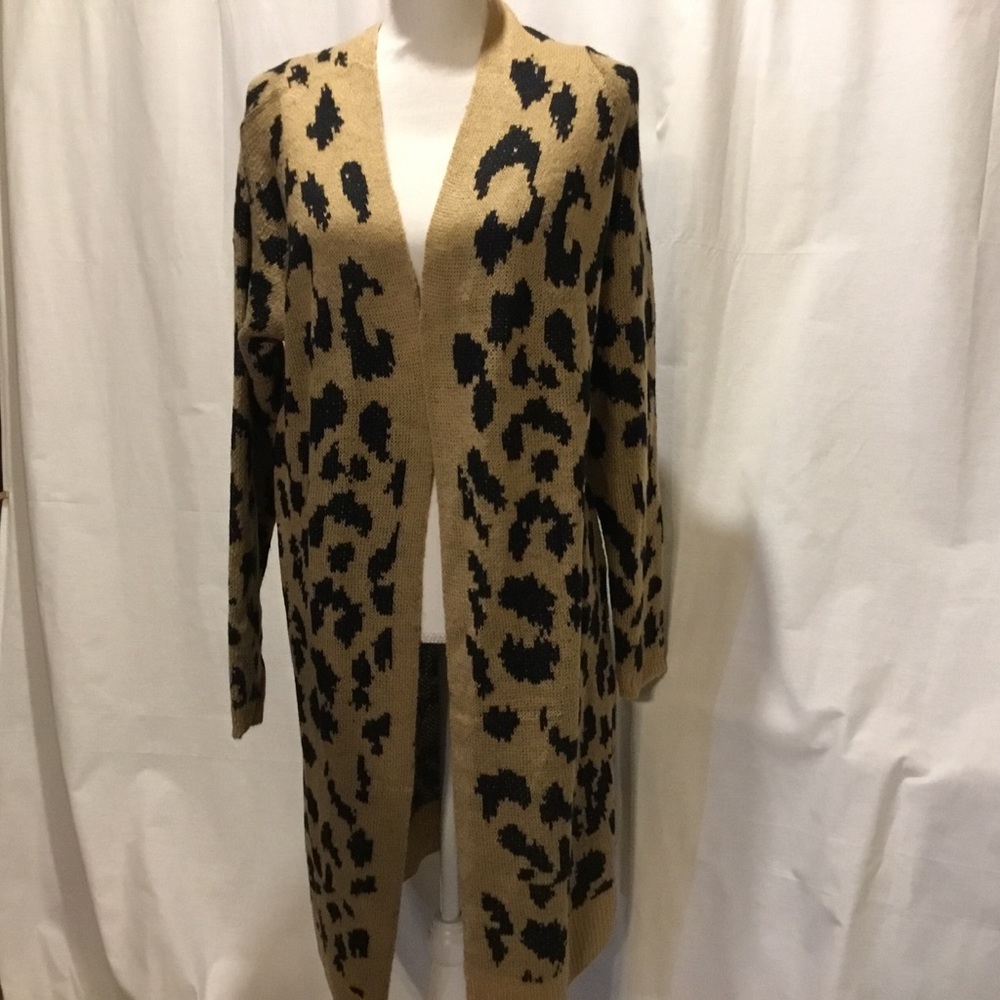 Leopard Print Open Front Cardigan - Picture 6 of 7